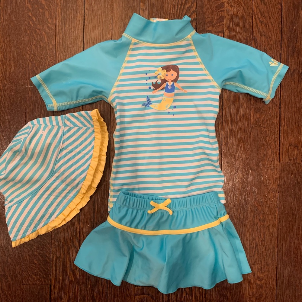 Rash guard with skirt and hat 2T